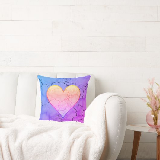 かわいいレインボーハート大理石 クッション (ソファ)