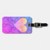かわいいレインボーハート大理石 ラゲッジタグ (正面横)