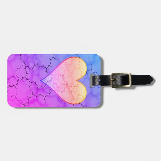 かわいいレインボーハート大理石 ラゲッジタグ (正面横)