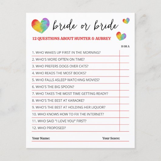 かわいいレインボーハート花嫁または花嫁ゲーム (正面)