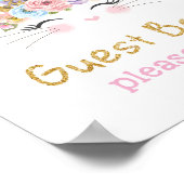 かわいいレインボーバニー1stバースデーゲストブックサイン ポスター (角)