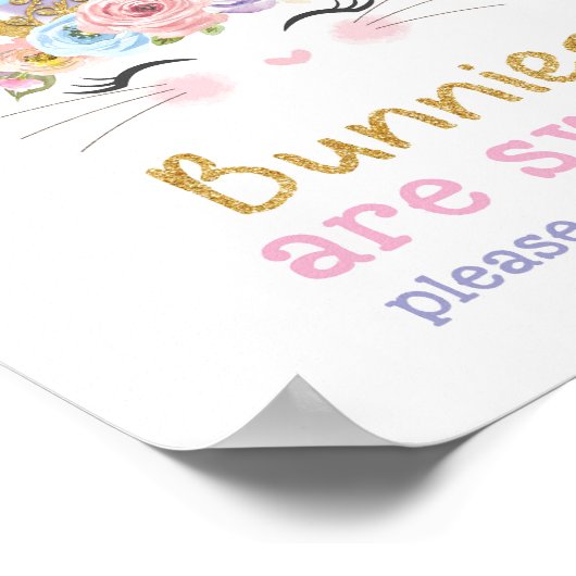 かわいいレインボーバニー1stバースデースイートトリートサイン ポスター (角)