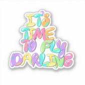 かわいいレインボーバブルレター前向き引用文 シール (正面)