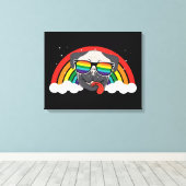 かわいいレインボーパグ キャンバスプリント (インサイチュ (ウッドフロア))