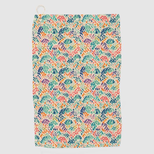 かわいいレインボーパステルスタンプ花の柄 ゴルフタオル (正面)