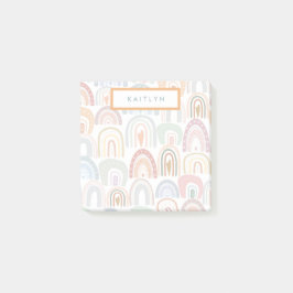 かわいいレインボーパターンモノグラム ポストイット