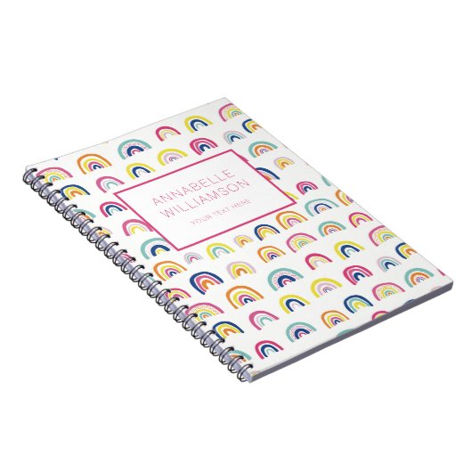 かわいいレインボーパターン名前をカスタムする ノートブック (右側)