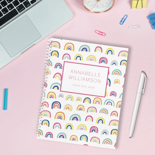 かわいいレインボーパターン名前をカスタムする ノートブック