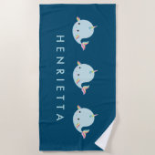 かわいいレインボーパーソナライズされたナールネーム子供 ビーチタオル (正面)