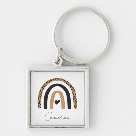 かわいいレインボーヒョウ柄 キーホルダー (正面)