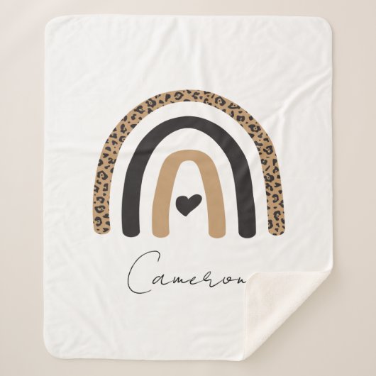 かわいいレインボーヒョウ柄 シェルパブランケット (正面)