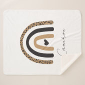 かわいいレインボーヒョウ柄 シェルパブランケット (正面(横))