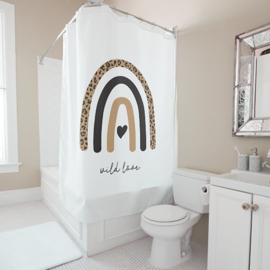 かわいいレインボーヒョウ柄 シャワーカーテン (インサイチュ)