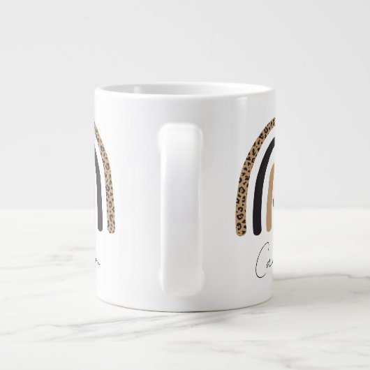 かわいいレインボーヒョウ柄 ジャンボコーヒーマグカップ (裏面)