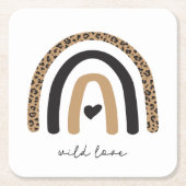 かわいいレインボーヒョウ柄 スクエアペーパーコースター (正面)