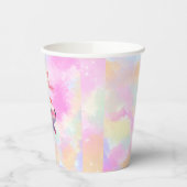 かわいいレインボーピンクのアクソロトルの女の子の誕生日 紙コップ (左)