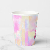 かわいいレインボーピンクのアクソロトルの女の子の誕生日 紙コップ (右)