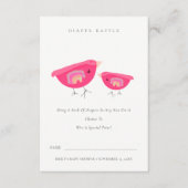 かわいいレインボーピンクバーディオムツラッフルベビーシャワー エンクロージャーカード (正面)