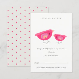 かわいいレインボーピンクバーディオムツラッフルベビーシャワー エンクロージャーカード