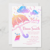 かわいいレインボーファンタジーベビー散水シャワー 招待状 (正面)