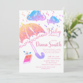 かわいいレインボーファンタジーベビー散水シャワー 招待状 (スタンド正面)