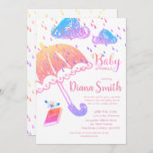 かわいいレインボーファンタジーベビー散水シャワー 招待状 (正面/裏面)