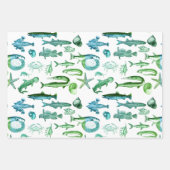 かわいいレインボーフィッシュ&シークリーチャースケッチ ラッピングペーパーシート (正面2)
