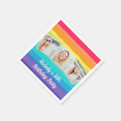 かわいいレインボーフォトコラージュカスタム誕生日パーティー スタンダードカクテルナプキン (角)