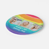 かわいいレインボーフォトコラージュカスタム誕生日パーティー ペーパープレート (アングル)