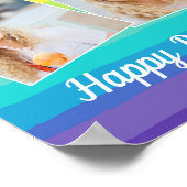 かわいいレインボーフォトコラージュカスタム誕生日パーティー ポスター (角)