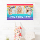 かわいいレインボーフォトコラージュカスタム誕生日パーティー 横断幕 (インサイチュ)