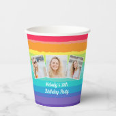かわいいレインボーフォトコラージュカスタム誕生日パーティー 紙コップ (正面)