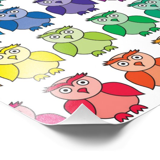 かわいいレインボーフクロウの柄 フォトプリント (角)