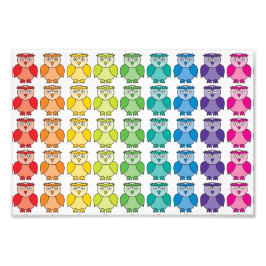 かわいいレインボーフクロウ柄。 フォトプリント           