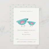 かわいいレインボーブルーバーディおむつラッフルベビーシャワー エンクロージャーカード (正面/裏面)