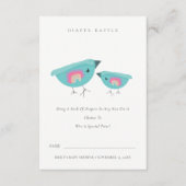 かわいいレインボーブルーバーディおむつラッフルベビーシャワー エンクロージャーカード (正面)