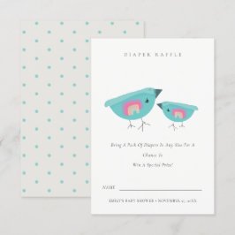かわいいレインボーブルーバーディおむつラッフルベビーシャワー エンクロージャーカード