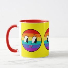 かわいいレインボープライド顔マグカップカラフル- LGBTQ マグカップ
