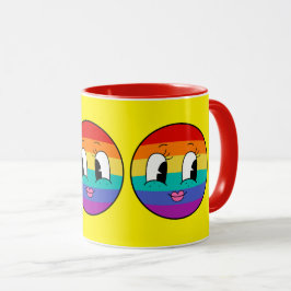 かわいいレインボープライド顔マグカップカラフル- LGBTQ マグカップ