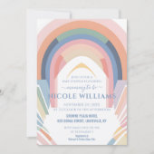 かわいいレインボーベビーシャワーミニマリストパステルRSVP 招待状 (正面)