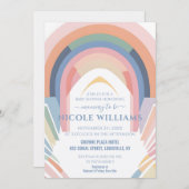かわいいレインボーベビーシャワーミニマリストパステルRSVP 招待状 (正面/裏面)