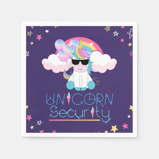 かわいいレインボーベビーユニコーンセキュリティTシャツ スタンダードカクテルナプキン (正面)