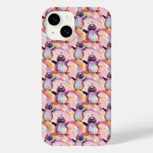 かわいいレインボーペンギンと星型 Case-Mate iPhoneケース (裏面)