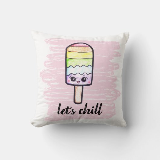 かわいいレインボーポップシクル可愛いスケッチ クッション (正面)