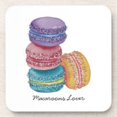 かわいいレインボーマカロンの水彩画 コースター (正面)