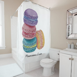 かわいいレインボーマカロンの水彩画 シャワーカーテン