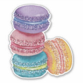 かわいいレインボーマカロンの水彩画 シール (正面)