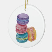 かわいいレインボーマカロンの水彩画 セラミックオーナメント (左)