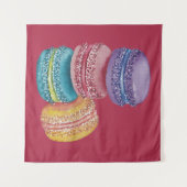 かわいいレインボーマカロンの水彩画 タペストリー (正面(横))