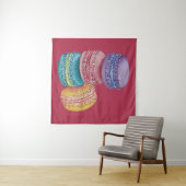 かわいいレインボーマカロンの水彩画 タペストリー (インサイチュ(横))